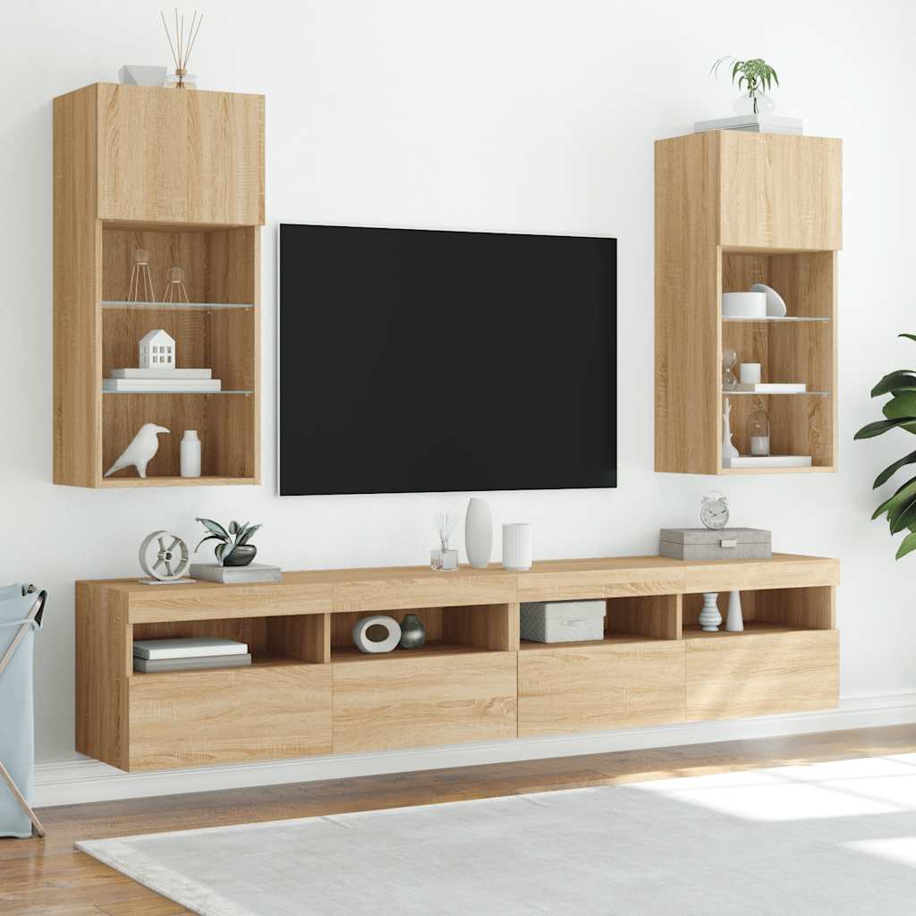 Vidaxl tv-meubels met led-verlichting 2 st 40,5x30x90 cm sonoma eiken