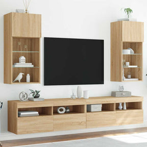 Vidaxl tv-meubels met led-verlichting 2 st 40,5x30x90 cm sonoma eiken