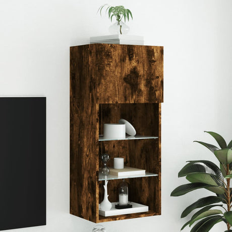 Vidaxl tv-meubel met led-verlichting 40,5x30x90 cm gerookt eikenkleur