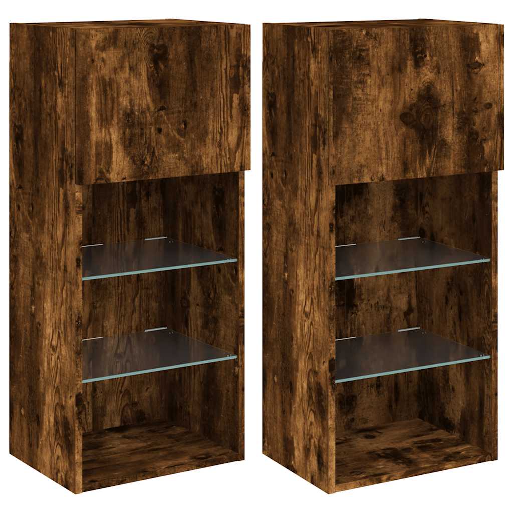 Vidaxl tv-meubels met led-verlichting 2 st 40,5x30x90 cm gerookt eiken
