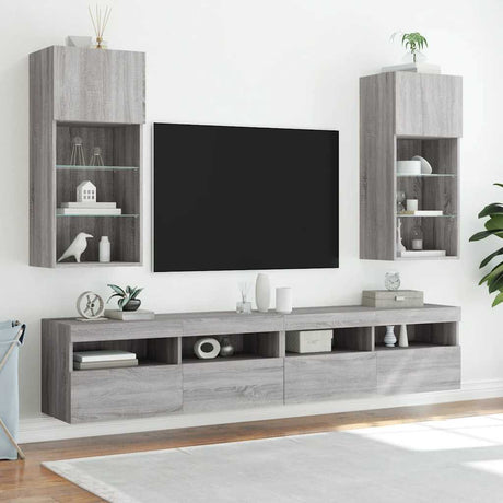 Vidaxl tv-meubel met led-verlichting 40,5x30x90 cm grijs sonoma eiken