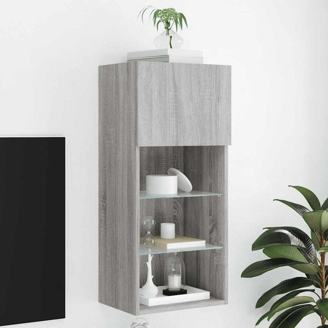 Vidaxl tv-meubel met led-verlichting 40,5x30x90 cm grijs sonoma eiken