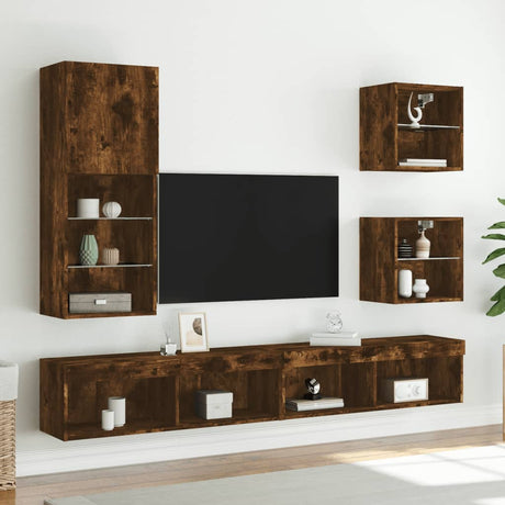 Vidaxl tv-meubel led-verlichting 40,5x30x102 cm gerookt eikenkleurig