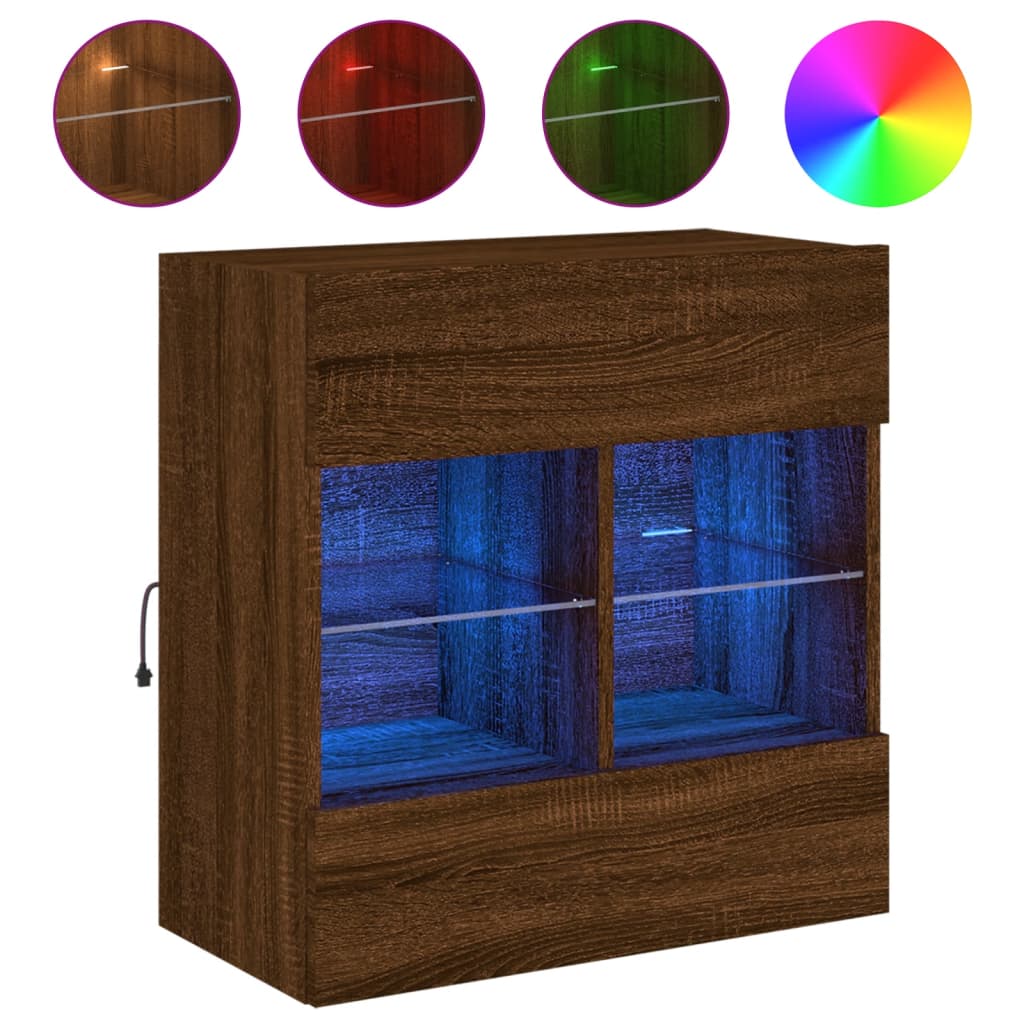 Vidaxl tv-wandmeubel met led 58,5x30x60,5 cm bruin eikenkleur