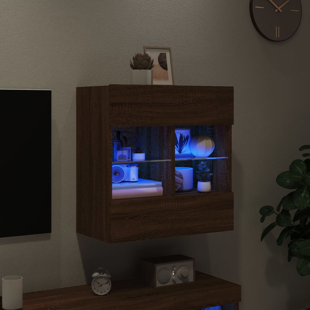 Vidaxl tv-wandmeubel met led 58,5x30x60,5 cm bruin eikenkleur