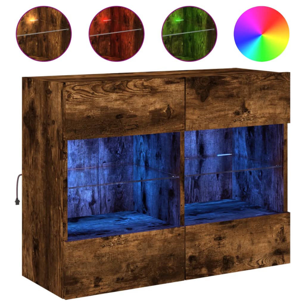 Vidaxl tv-wandmeubel met led-verlichting 78,5x30x60,5 cm gerookt eiken