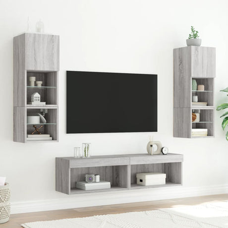 Vidaxl tv-meubels met led-verlichting 2 st 60x30x30 cm grijs sonoma