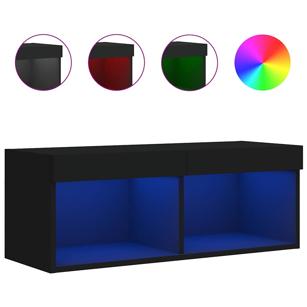 Vidaxl tv-meubel met led-verlichting 80x30x30 cm zwart