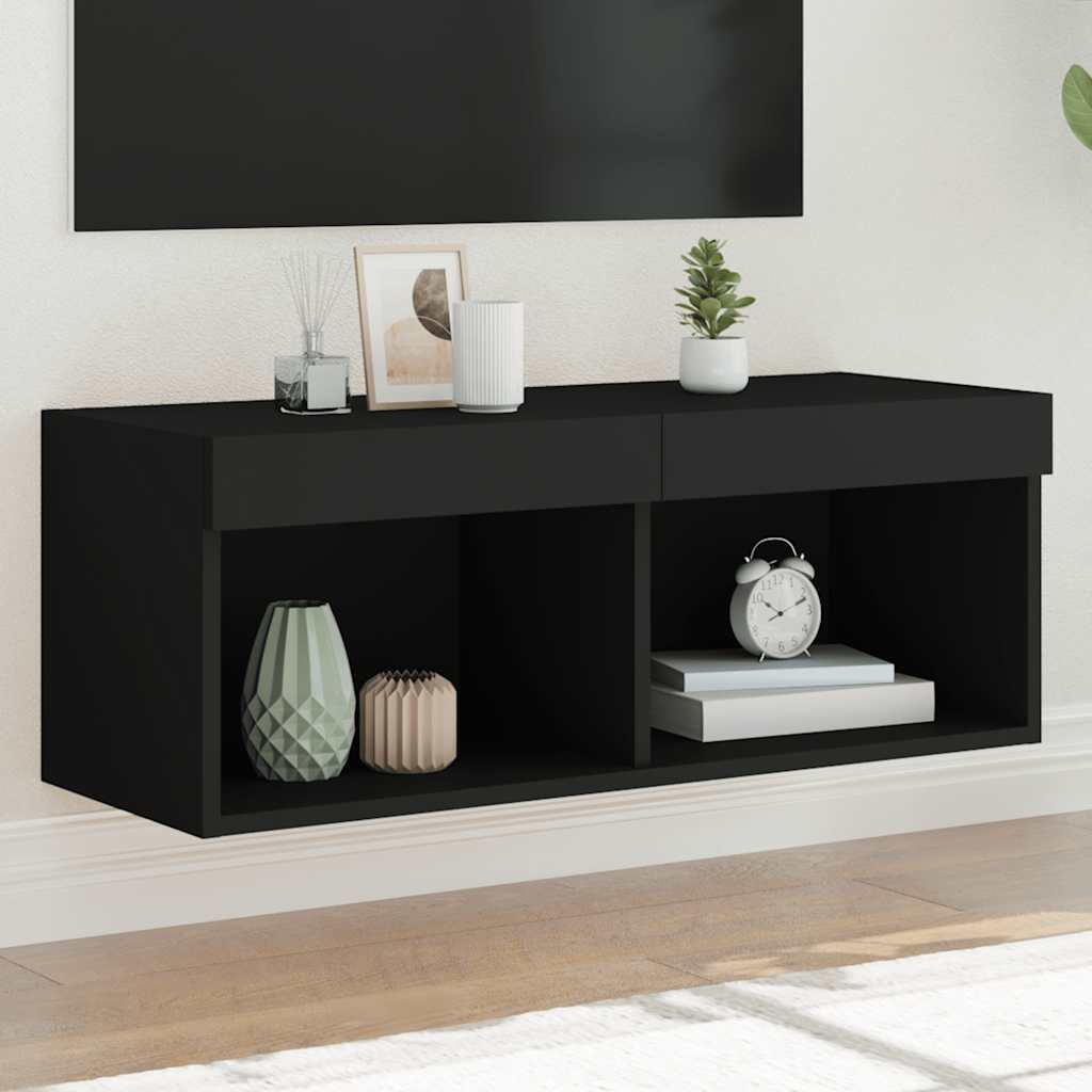 Vidaxl tv-meubel met led-verlichting 80x30x30 cm zwart