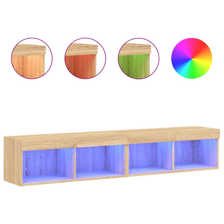 Vidaxl tv-meubels met led-verlichting 2 st 80x30x30 cm sonoma eiken