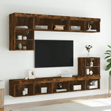 Vidaxl tv-meubels met led-verlichting 2 st 80x30x30 cm gerookt eiken