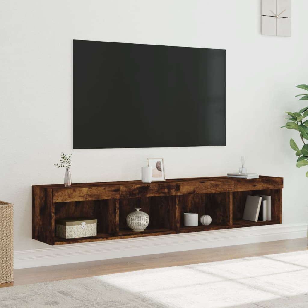 Vidaxl tv-meubels met led-verlichting 2 st 80x30x30 cm gerookt eiken