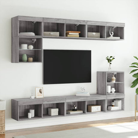 Vidaxl tv-meubels met led-verlichting 2 st 80x30x30 cm grijs sonoma