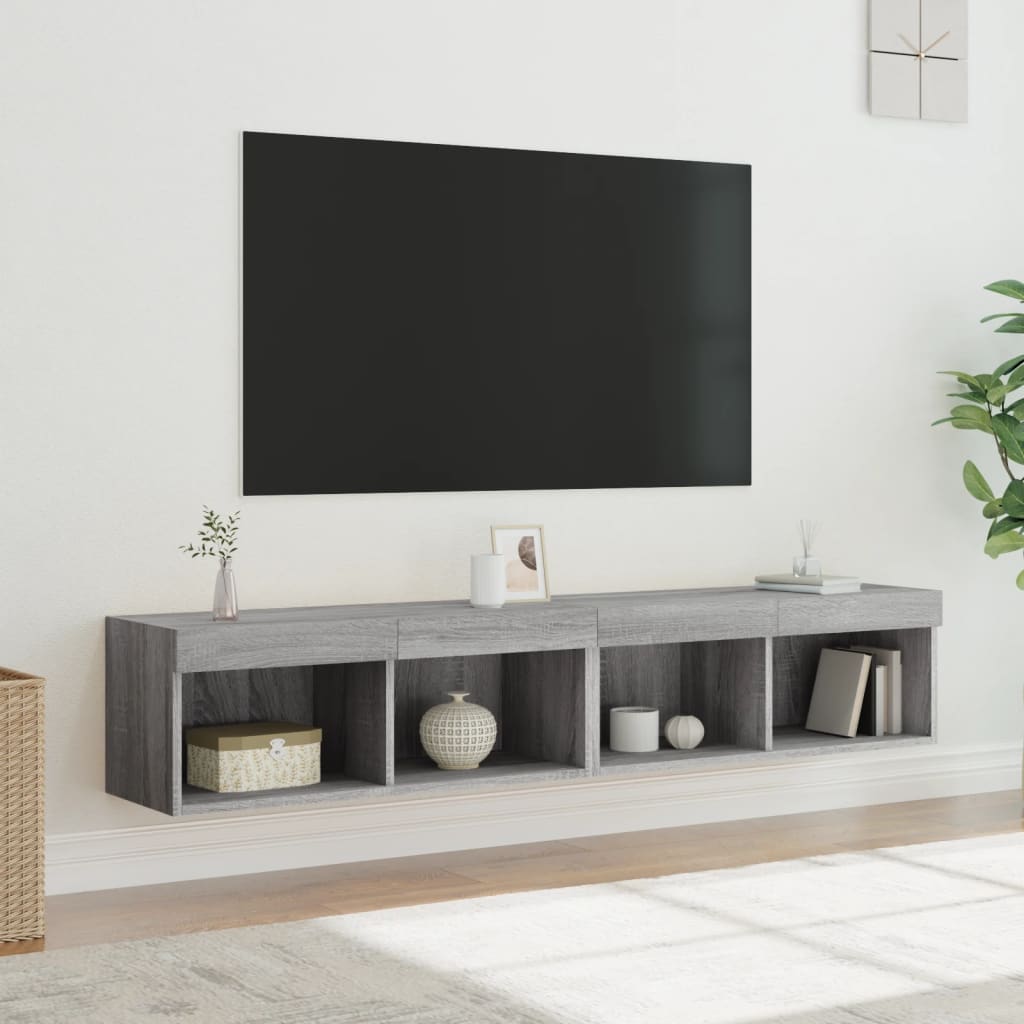 Vidaxl tv-meubels met led-verlichting 2 st 80x30x30 cm grijs sonoma