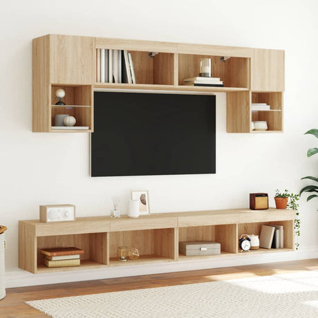Vidaxl tv-meubels met led-verlichting 2 st 100x30x30 cm sonoma eiken