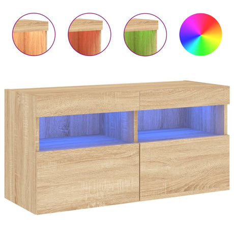 Vidaxl tv-wandmeubel met led-verlichting 80x30x40 cm sonoma eikenkleur