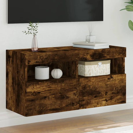 Vidaxl tv-wandmeubel met led-verlichting 80x30x40 cm gerookt eiken
