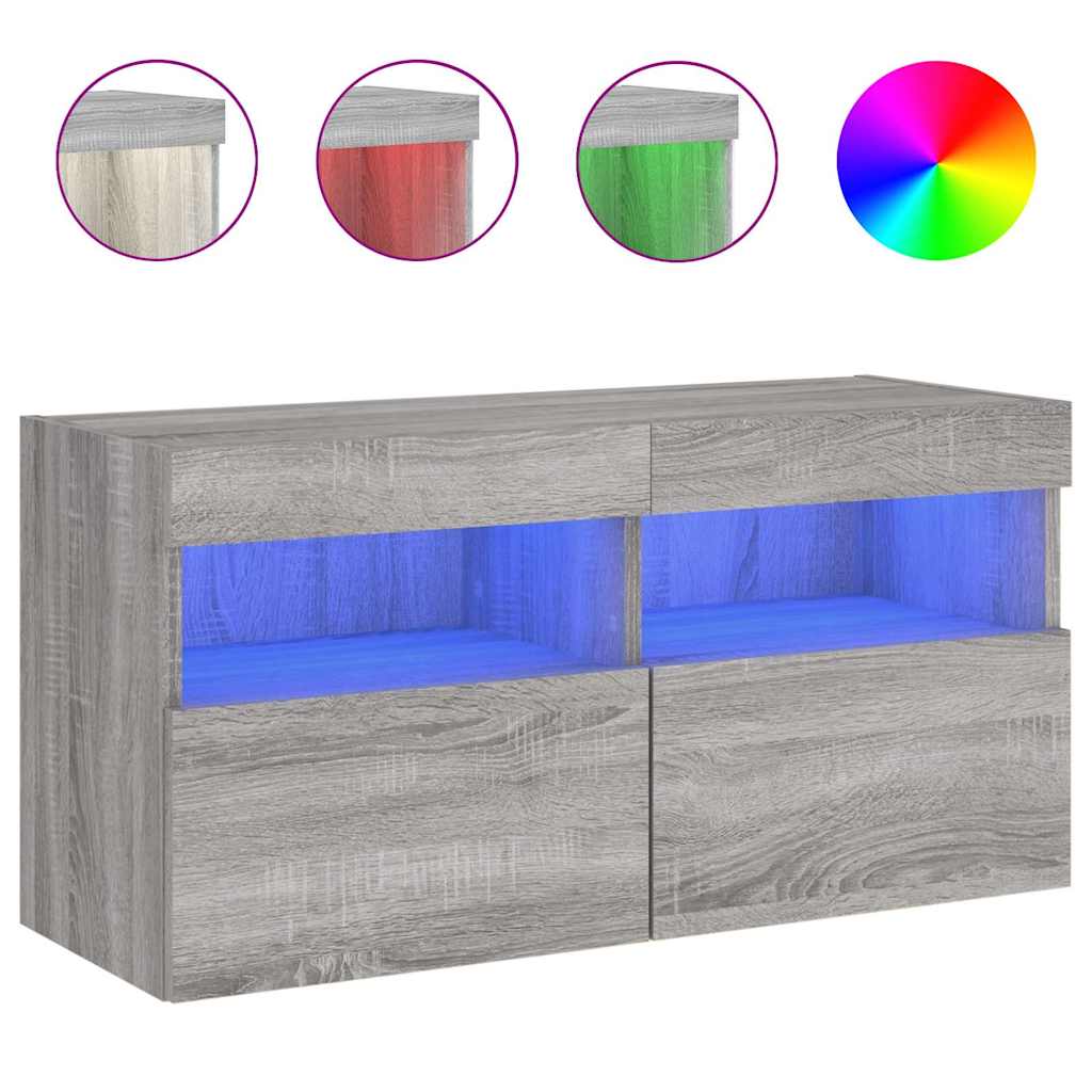 Vidaxl tv-wandmeubel met led-verlichting 80x30x40 cm grijs sonoma
