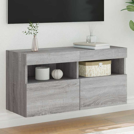 Vidaxl tv-wandmeubel met led-verlichting 80x30x40 cm grijs sonoma