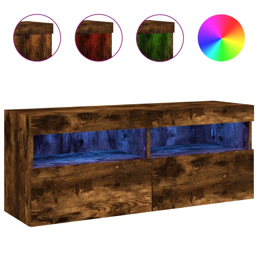 Vidaxl tv-wandmeubel met led-verlichting 100x30x40 cm gerookt eiken