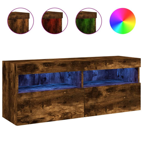 Vidaxl tv-wandmeubel met led-verlichting 100x30x40 cm gerookt eiken