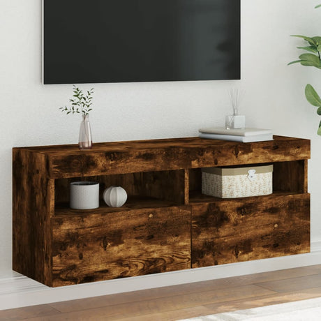 Vidaxl tv-wandmeubel met led-verlichting 100x30x40 cm gerookt eiken