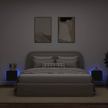 Vidaxl tv-wandmeubels met led-verlichting 2 st 30,5x35x30 cm zwart