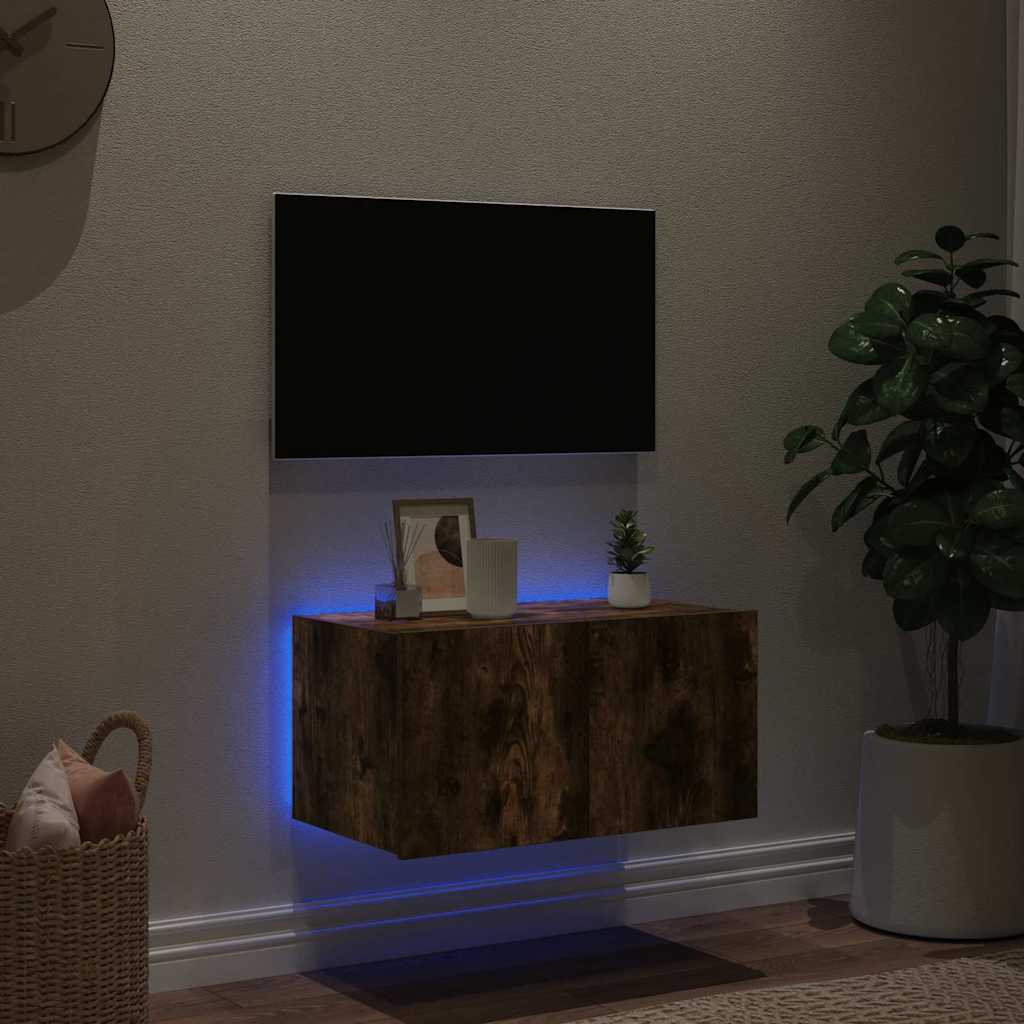 Vidaxl tv-wandmeubel met led-verlichting 60x35x31 cm gerookt eiken