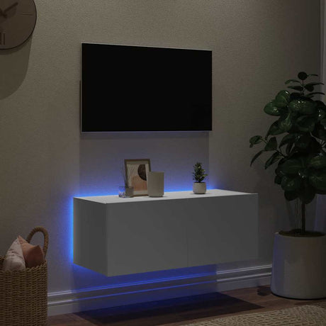 Vidaxl tv-wandmeubel met led-verlichting 80x35x31 cm wit