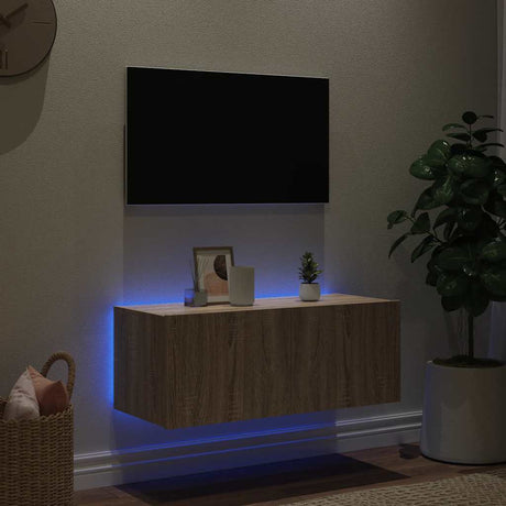 Vidaxl tv-wandmeubel met led-verlichting 80x35x31 cm sonoma eikenkleur