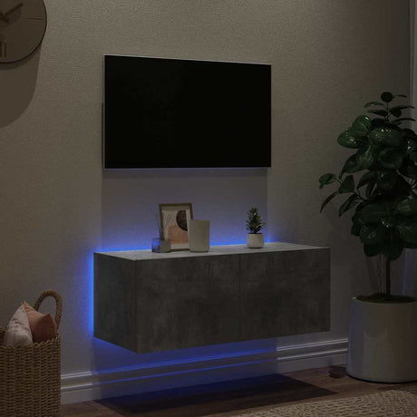 Vidaxl tv-wandmeubel met led-verlichting 80x35x31 cm betongrijs