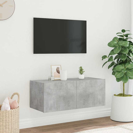 Vidaxl tv-wandmeubel met led-verlichting 80x35x31 cm betongrijs