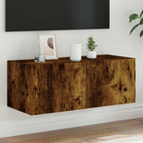 Vidaxl tv-wandmeubel met led-verlichting 80x35x31 cm gerookt eiken