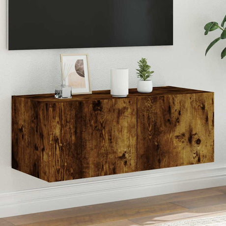 Vidaxl tv-wandmeubel met led-verlichting 80x35x31 cm gerookt eiken