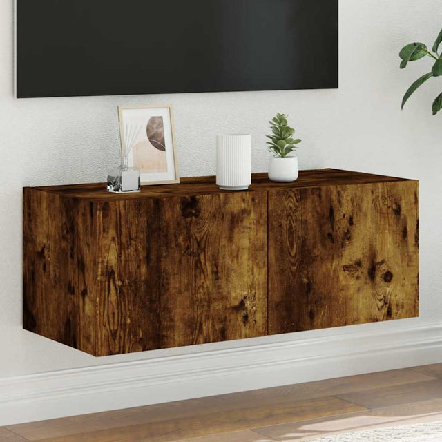 Vidaxl tv-wandmeubel met led-verlichting 80x35x31 cm gerookt eiken