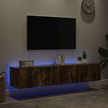 Vidaxl tv-wandmeubels met led 2 st 80x35x31 cm gerookt eikenkleurig