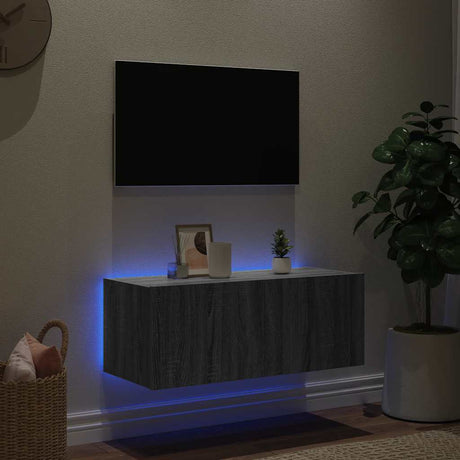 Vidaxl tv-wandmeubel met led-verlichting 80x35x31 cm grijs sonoma