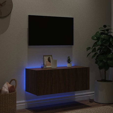 Vidaxl tv-wandmeubel met led-verlichting 80x35x31 cm bruin eikenkleur