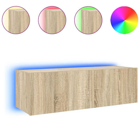 Vidaxl tv-wandmeubel met led-verlichting 100x35x31 cm sonoma eiken
