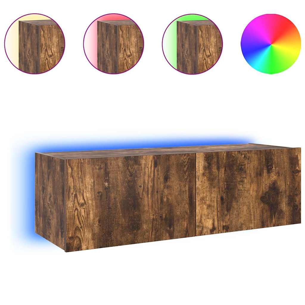 Vidaxl tv-wandmeubel met led-verlichting 100x35x31 cm gerookt eiken