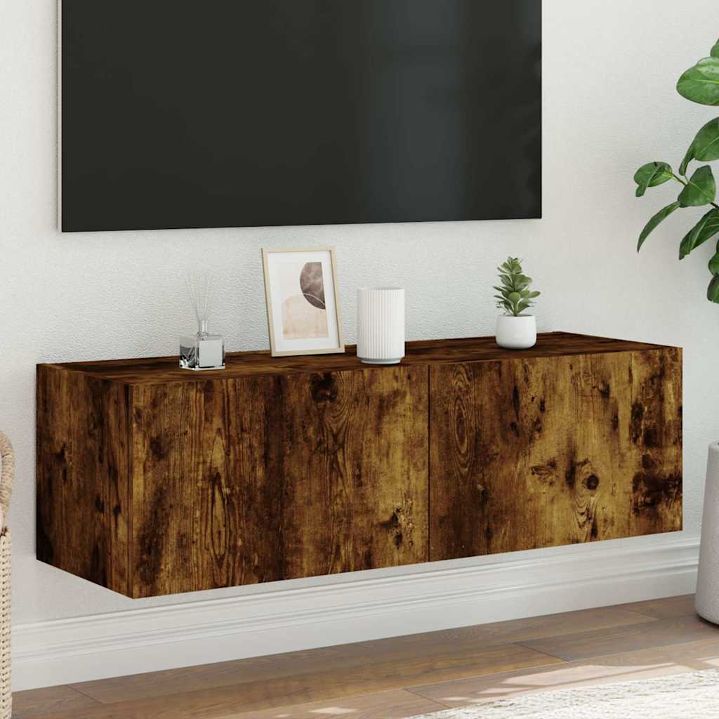 Vidaxl tv-wandmeubel met led-verlichting 100x35x31 cm gerookt eiken