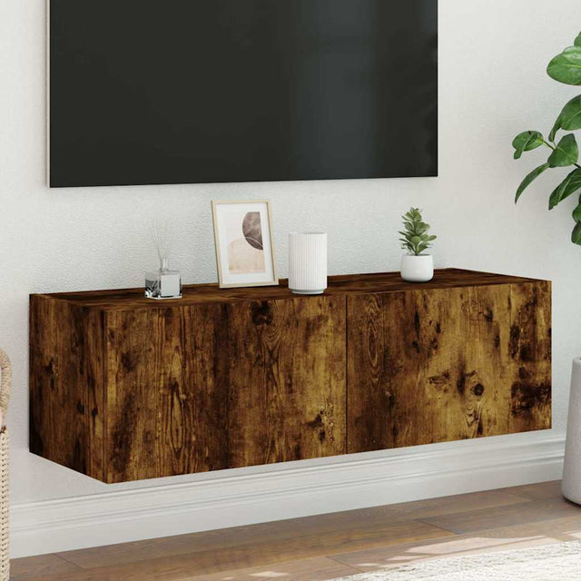 Vidaxl tv-wandmeubel met led-verlichting 100x35x31 cm gerookt eiken