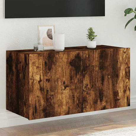 Vidaxl tv-wandmeubel met led-verlichting 80x35x41 cm gerookt eiken