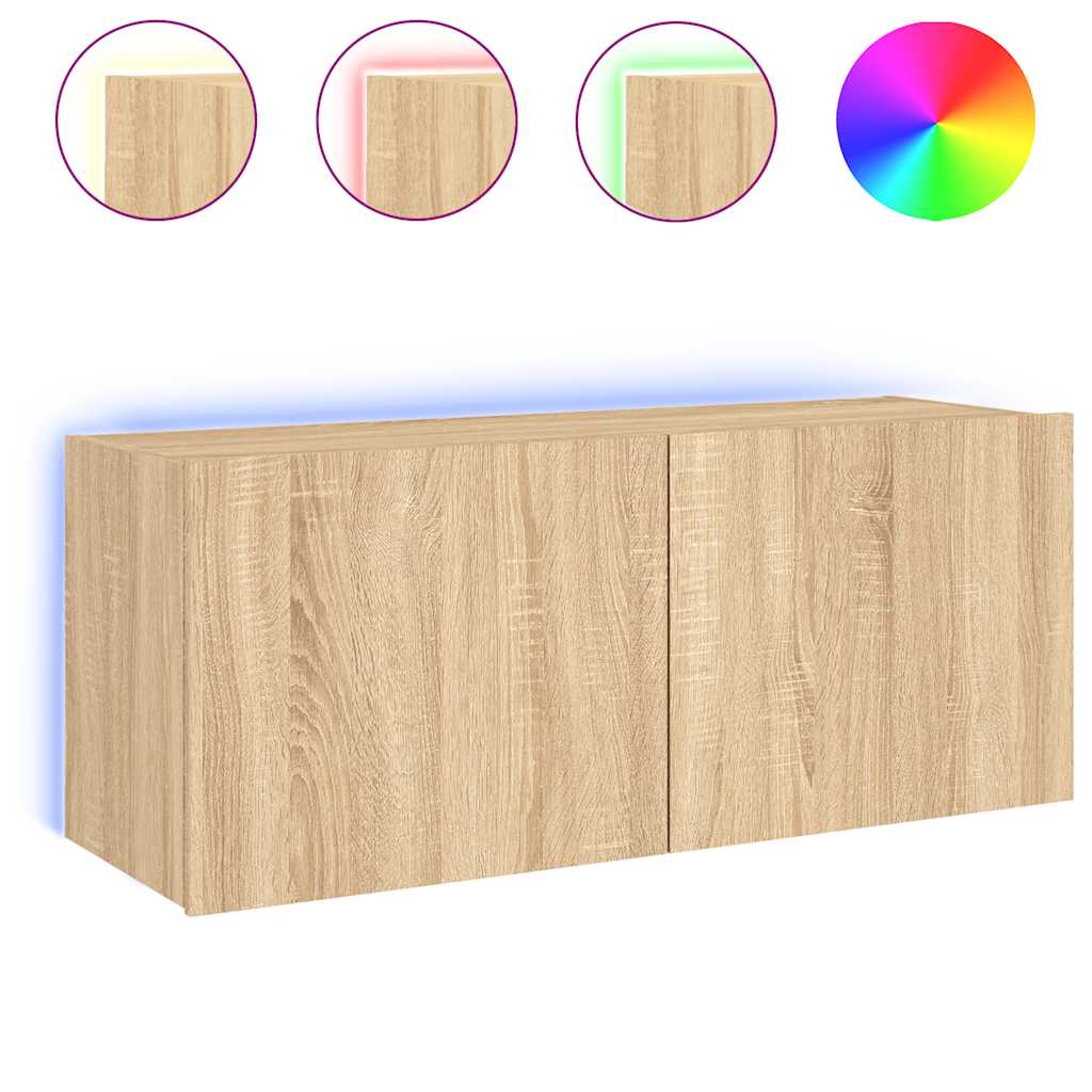 Vidaxl tv-wandmeubel met led-verlichting 100x35x41 cm sonoma eiken