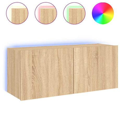 Vidaxl tv-wandmeubel met led-verlichting 100x35x41 cm sonoma eiken
