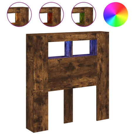 Vidaxl hoofdeinde met led 100x18,5x103,5 cm bewerkt hout gerookt eiken