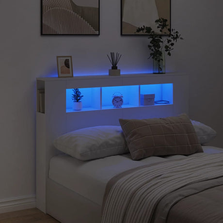Vidaxl hoofdeinde met led 140x18,5x103,5 cm bewerkt hout wit