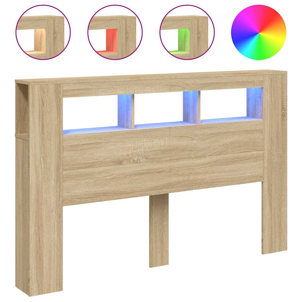 Vidaxl hoofdbord met led 160x18,5x103,5 cm bewerkt hout sonoma eiken