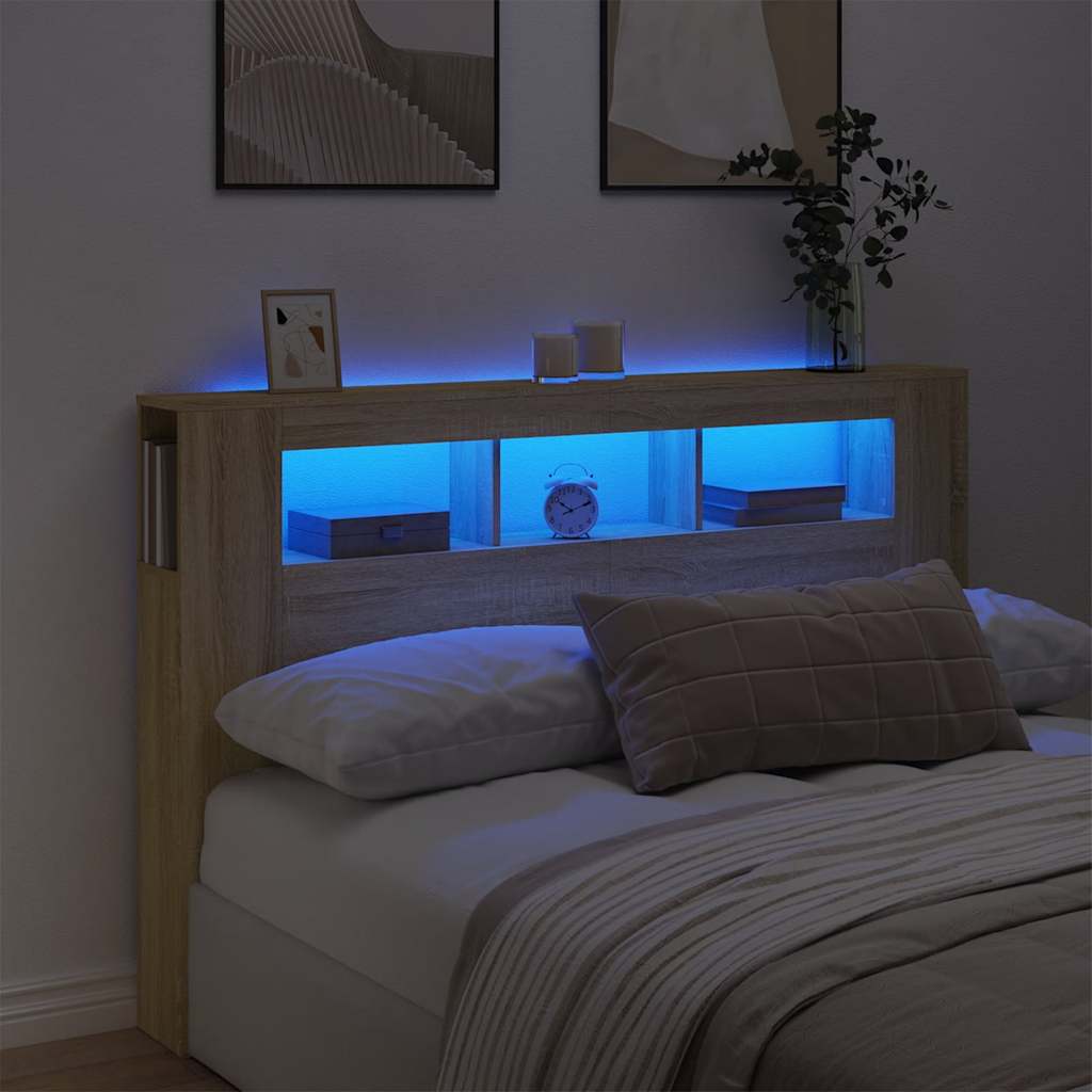 Vidaxl hoofdbord met led 160x18,5x103,5 cm bewerkt hout sonoma eiken