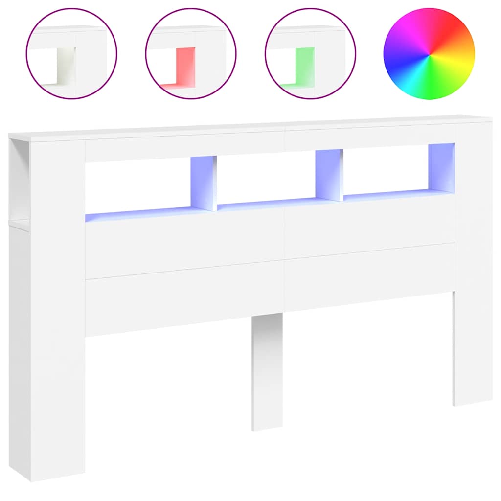 Vidaxl hoofdeinde met led 180x18,5x103,5 cm bewerkt hout wit